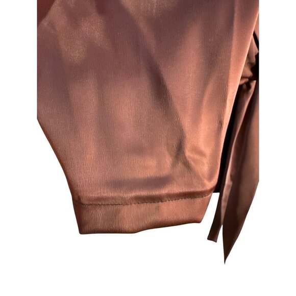 Wayf Womens Espresso V Neck Satin Tie-Front Blouse Size XS, Pre-Owned EUC - Picture 3 of 6
